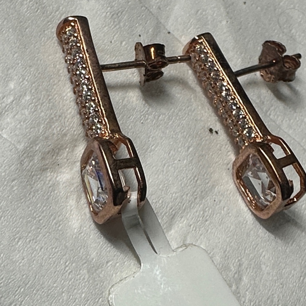 Rose Gold Crystal Drop Stud Earrings - Women Jewelry